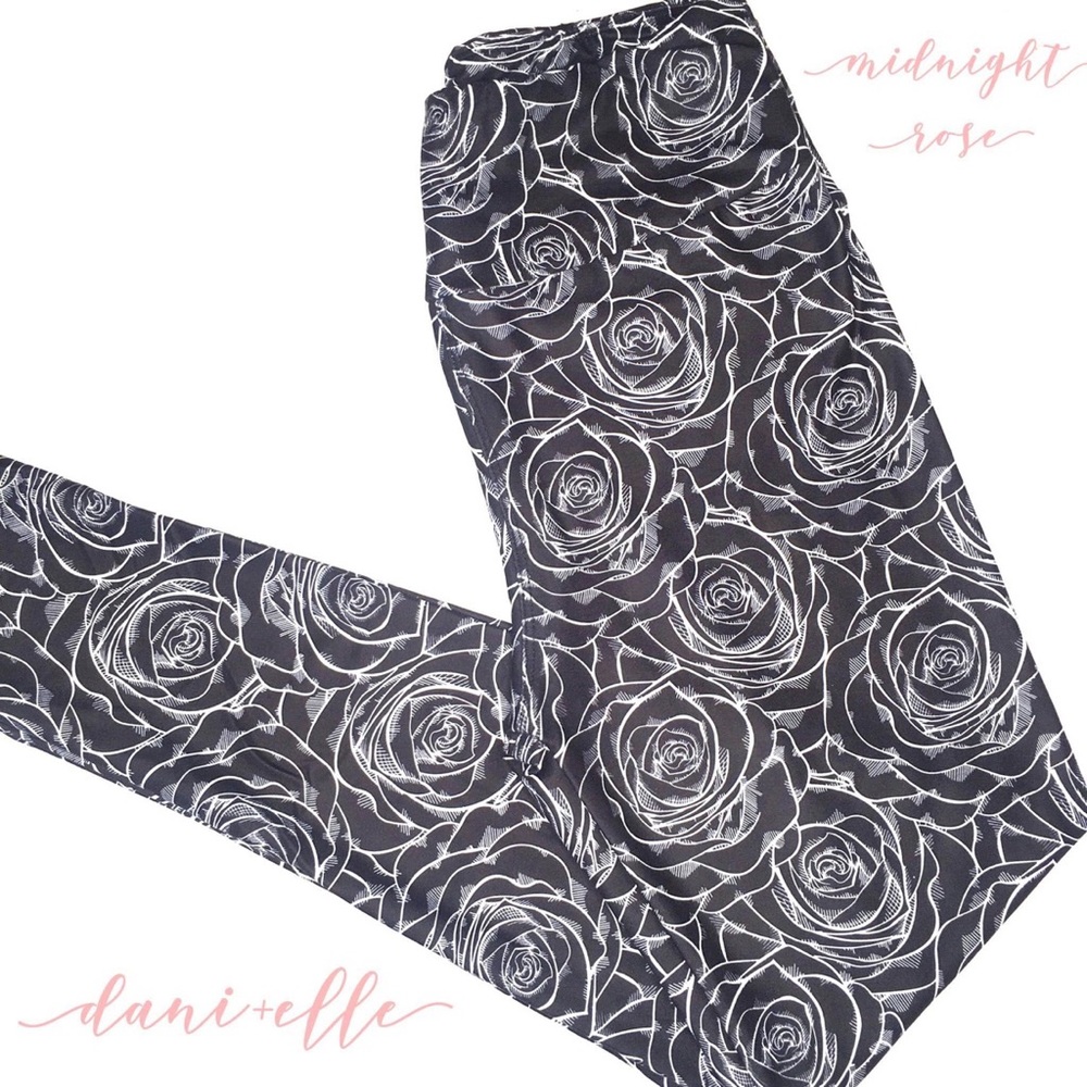 Black and white Rose Leggings